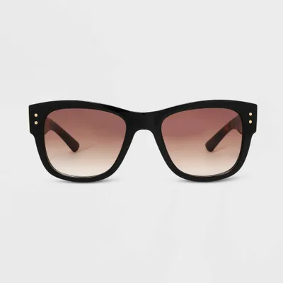 Womens Shiny Plastic Square Sunglasses with Gradient Lenses