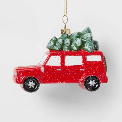 SUV with Tree Christmas Tree Ornament Red - Wondershop