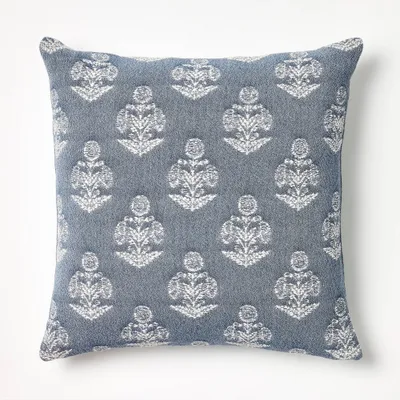 Woven Block Print Square Throw Pillow  - Threshold designed with Studio McGee: Cotton Jacquard, Indoor Use, Zippered