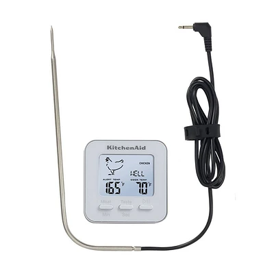 KitchenAid Digital Wired Kitchen Cooking Thermometer with Probe White