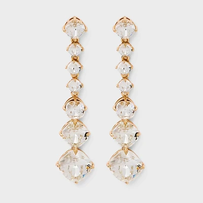 Crystal Cascade Drop Earrings - Gold