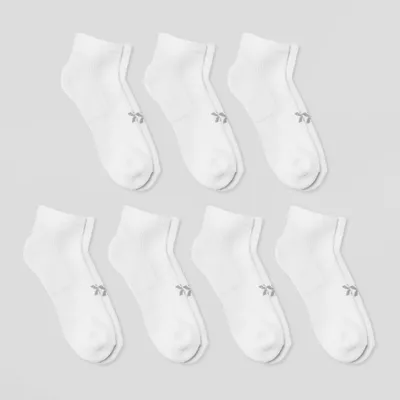 Women Extended Size Cuhioned 6+1 Bonu Pack Athletic Ankle Sock - All In Motion White 8-12