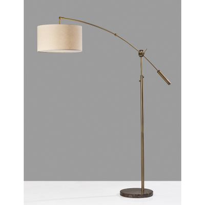 Adler Arc Floor Lamp Antique Brass - Adesso: Adjustable, Mid-Century Modern, ETL Listed