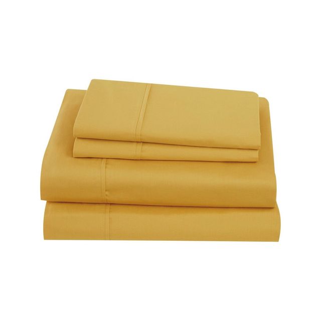 Twin Classic Cotton Solid Sheet Set Mustard - Brooklyn Loom