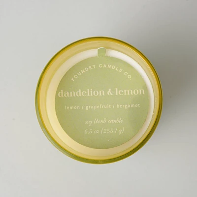 Foundry Candle Co. Ombre Frosted Glass Jar Candle Dandelion and Lemon 6.5oz