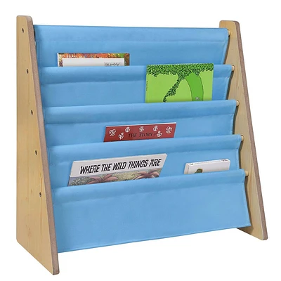 WildKin Premium Sling Kids Book Shelf Natural/Sky Blue