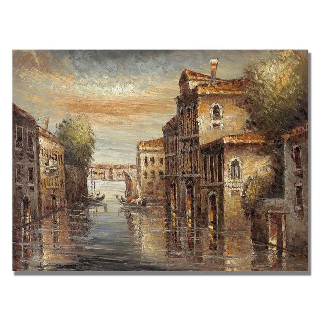 Trademark Fine Art 35 x 47 Auburn Venice by Rio: Contemporary Canvas, Unframed Landscape Digital Art