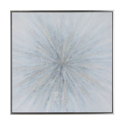 Canvas Starburst Radial Framed Wall Art with Silver Frame Blue - Olivia & May: Modern Glam Decor, Abstract Painting