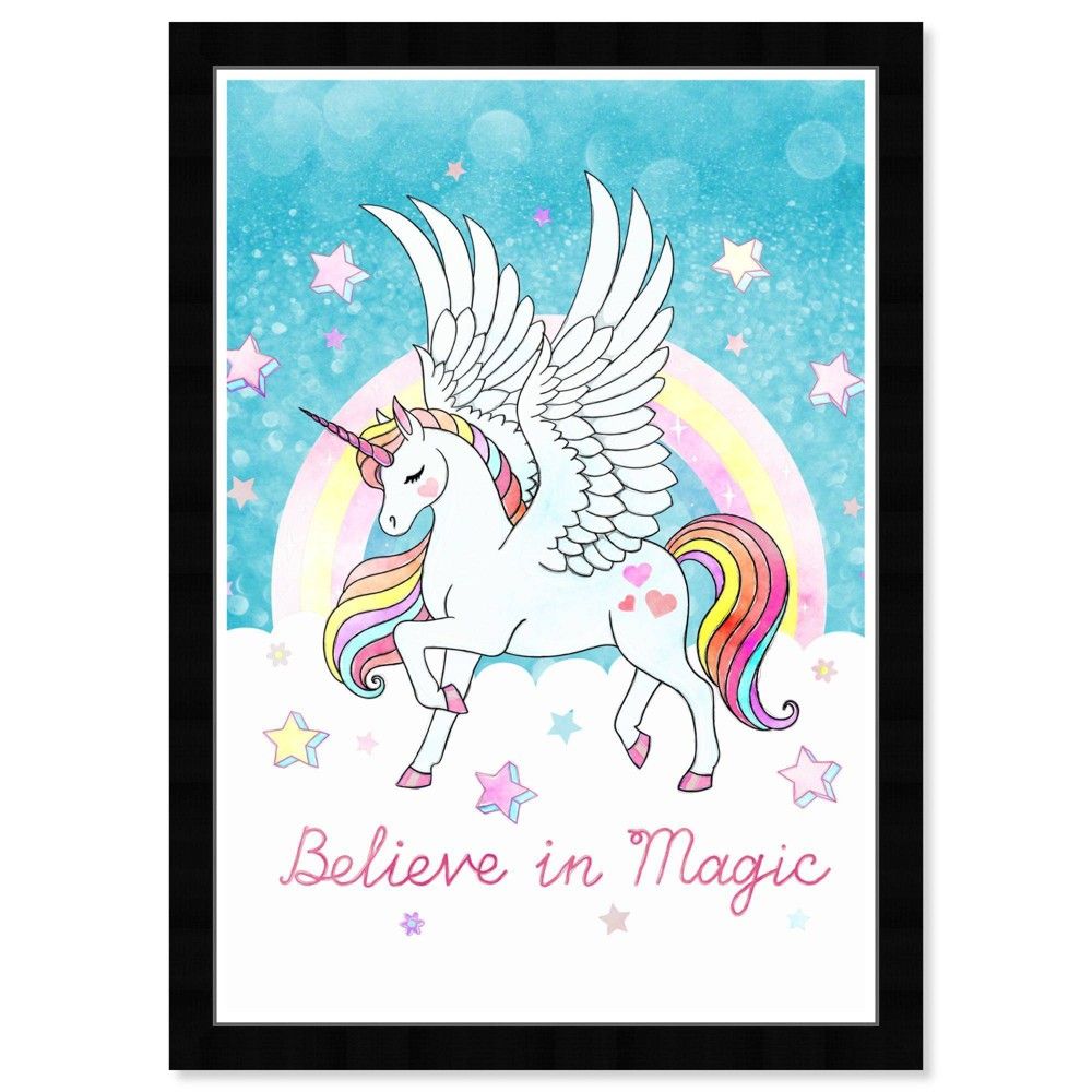 Wynwood Studio 15 x 21 Believe Unicorn Fantasy and Sci-Fi Framed