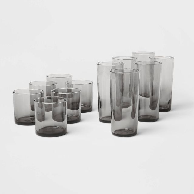 12pc Glass Shoreham Double Old Fashion And Highball Glasses Set