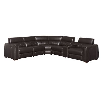 6pc Nara Dual Power Leather Reclining Sectional Sofas Espresso - Steve Silver Co.