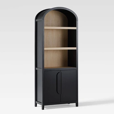 Saracina Home 76 3 Shelf Arched Bookcase Cabinet : Modern Transitional Style, Laminate MDF with Metal Hardware