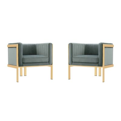 Set of 2 Paramount Velvet Accent Armchairs Warm  - Manhattan Comfort: Art Deco Style, No Assembly Required