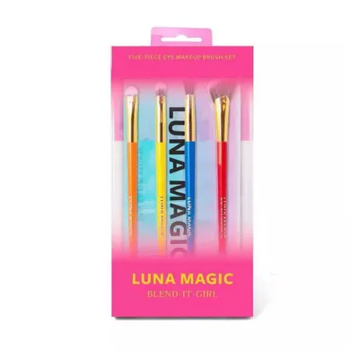 LUNA MAGIC Blend It Girl Eye Makeup Brush Set with Holographic Pouch - 5ct