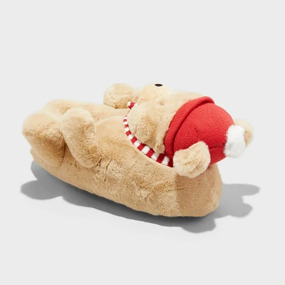 Adult Holiday Teddy Bear Character Slippers