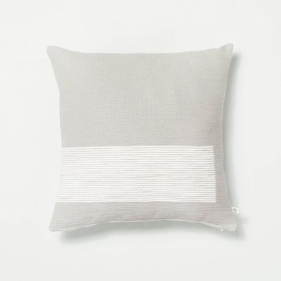 18x18 Blocked Stripe Throw Pillow with Zipper Gray - Hearth & Hand with Magnolia