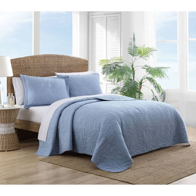 Twin Costa Sera Solid Quilt Blue - Tommy Bahama: Cotton Weave, Machine Washable, Midweight Fabric