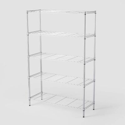 5 Tier Wide Wire Shelving Chrome - Brightroom