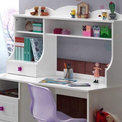 Meyer Hutch White - Acme Furniture: Office Hutch Tops with Fixed Shelf & Storage Drawer