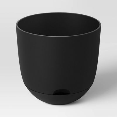 Self-Watering Plastic Indoor Outdoor Planter Pot Black 8x8 - Room Essentials: No Assembly Required