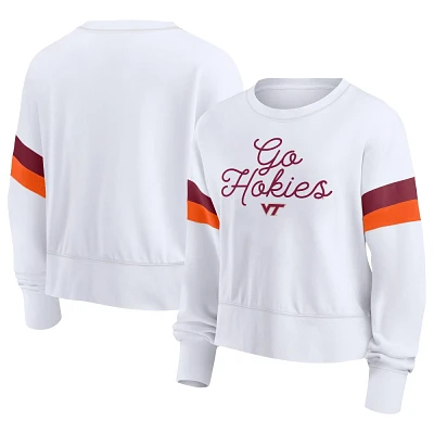 NCAA Virginia Tech Hokies Womens White Terry Crew Neck Sweatshirt