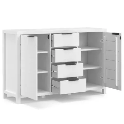 Fabian Sideboard Buffet White - Wyndenhall: Contemporary Style, 3 Drawers, 2 Doors, Pine & Plywood