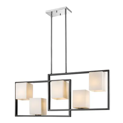 Regis Falls 5 Light Pendant Black - EGLO: Opal Glass, ETL Listed, Adjustable Height