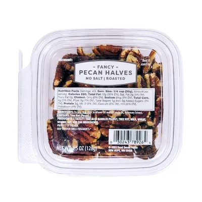 Fancy Roasted No Salt Pecan Halves - 4.5oz