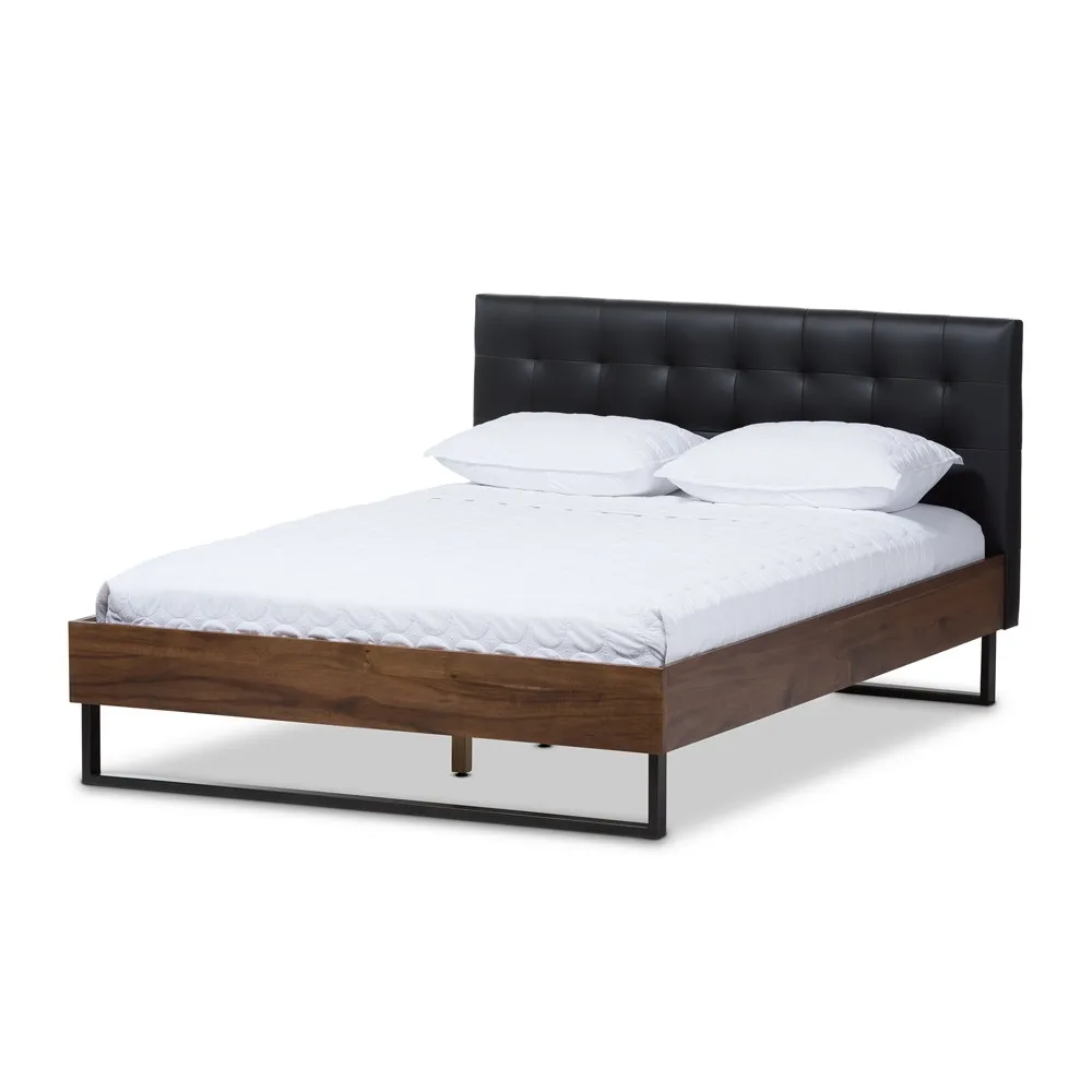 Baxton Studio King Mitchell Rustic Industrial Walnut Wood Black Faux  Leather Metal Platform Bed Dark Bronze - Baxton Studio | Connecticut Post  Mall