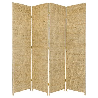 6 ft. Tall Rush Grass Woven Room Divider - Natural (4 Panels)