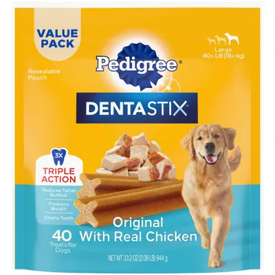 Pedigree Dentastix Dental Dog Treats with Original Chicken for Large Dog - 40ct