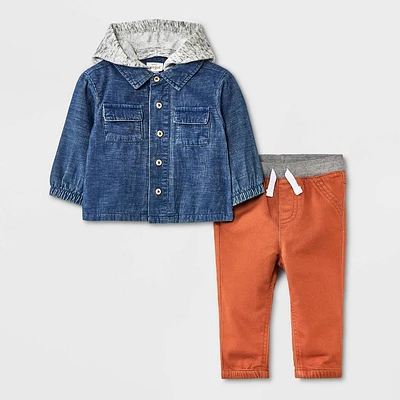 Baby Boys Cord Mini Man Top & Bottom Set - Cat & Jack Indigo