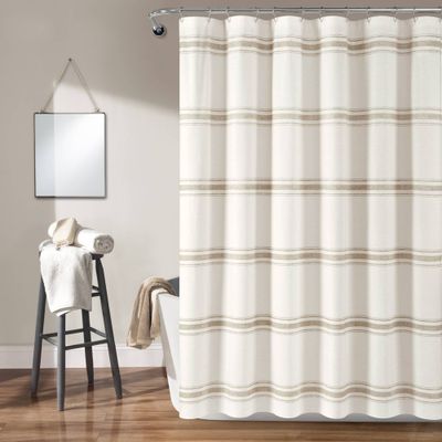 Farmhouse Striped Shower Curtain - Dcor: 100% Cotton