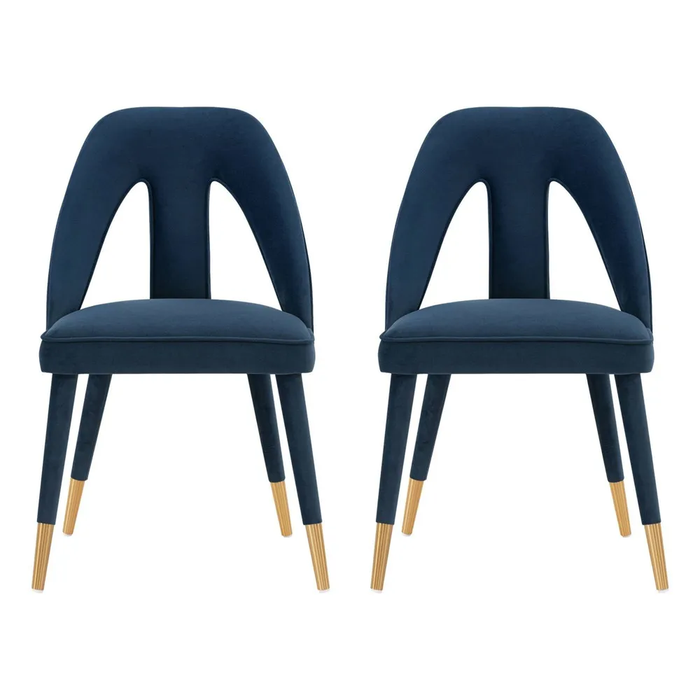 Manhattan Comfort Modern Neda Velvet Dining Chair in Midnight Blue - Set of 2 Manhattan Comfort Modern Neda Velvet Dining Chair in Midnight Blue - Set of 2
