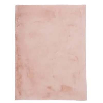 3x5 Amami Faux Rabbit Rug Pink - Linon: High Pile, Handmade, Tufted, Indoor, Transitional Decor