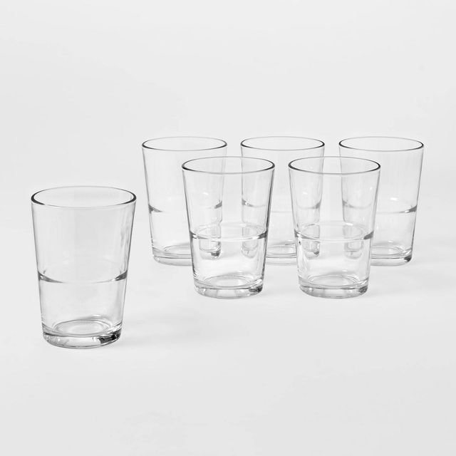 16.4 fl oz Glass Stackable Tall Tumblers Set of 6 - Threshold