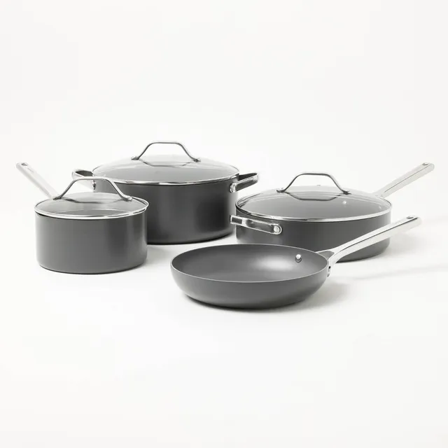 12pc Nonstick Ceramic Coated Aluminum Cookware Set Cream - Figmint