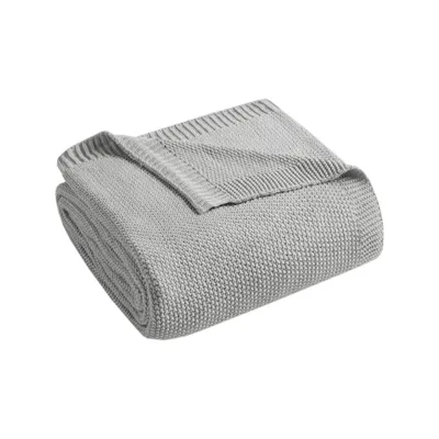 Twin Bree Knit Bed Blanket Gray