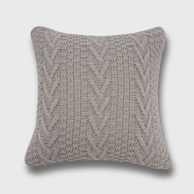 20x20 Oversize Chunky Sweater Knit Square Throw Pillow Light Gray - Evergrace