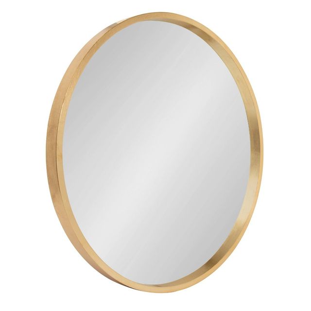 22 x 22 Travis Round Wood Accent Wall Mirror Gold - Kate and Laurel All Things Decor: Vanity, Decorative