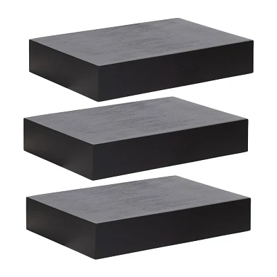 Kate & Laurel All Things Decor (Set of 3) 12 Havlock Wood Floating Shelves Black