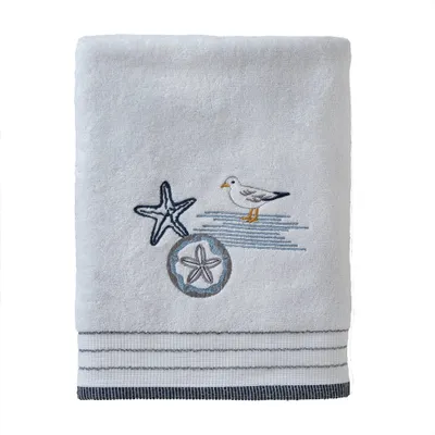 Sea Drift Bath Towel - SKL Home: 100% Cotton, Nautical Starfish Design, Midweight Terry Fabric, Machine Washable