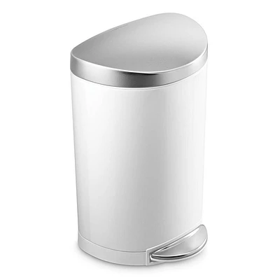 simplehuman 10L Semi-Round Bathroom Step Trash Can with Soft-Close Lid  Steel