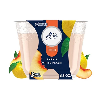 Glade 3 Wick Candle - White Peach & Yuzu - 6.8oz