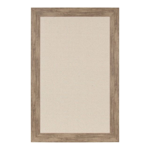 27 x 43 Beatrice Pinboard White - DesignOvation: Linen Fabric, Rustic Brown Frame, Wall Mount