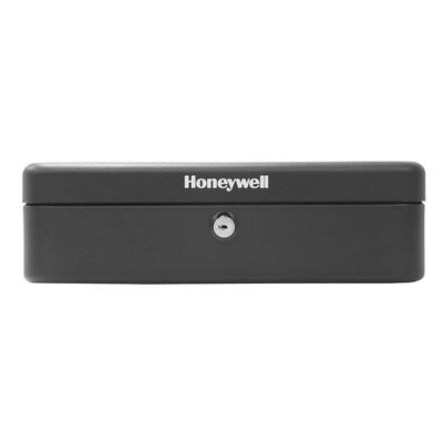 Honeywell Steel Tiered Tray Cash Box: Black Key Lock Safe, Small Lockbox, No Assembly Required