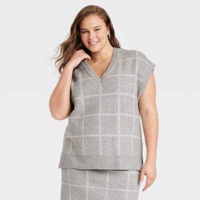 Womens Plus Size V-Neck Sweater Vest