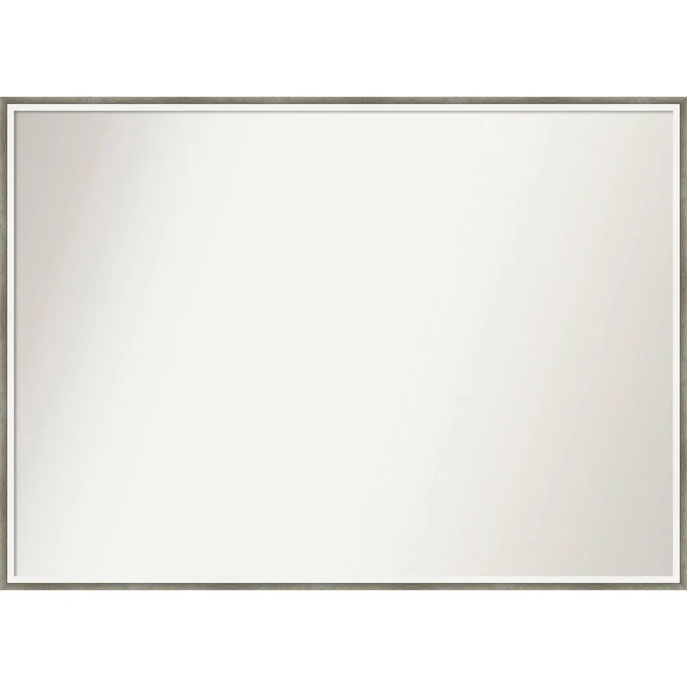 39 x 28 Non-Beveled Lucie Wood Bathroom Wall Mirror Silver - Amanti Art: Modern Rectangular Vanity Mirror with Wood Frame, Wall Mounted