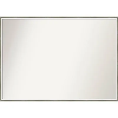 39 x 28 Non-Beveled Lucie Wood Bathroom Wall Mirror Silver - Amanti Art: Modern Rectangular Vanity Mirror with Wood Frame, Wall Mounted