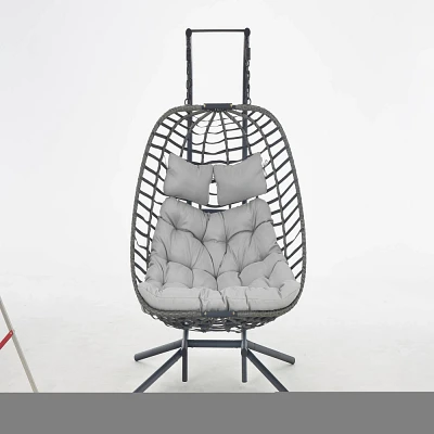 Nestfair 55 2-Person Metal Wicker Patio Swing Gray